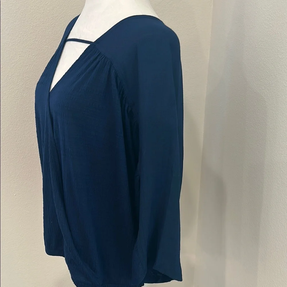 a.n.a Deep Blue V-Neck Blouse - Picture 6 of 9